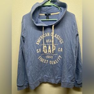Gap XL blue sweatshirt hoodie with words in glitter